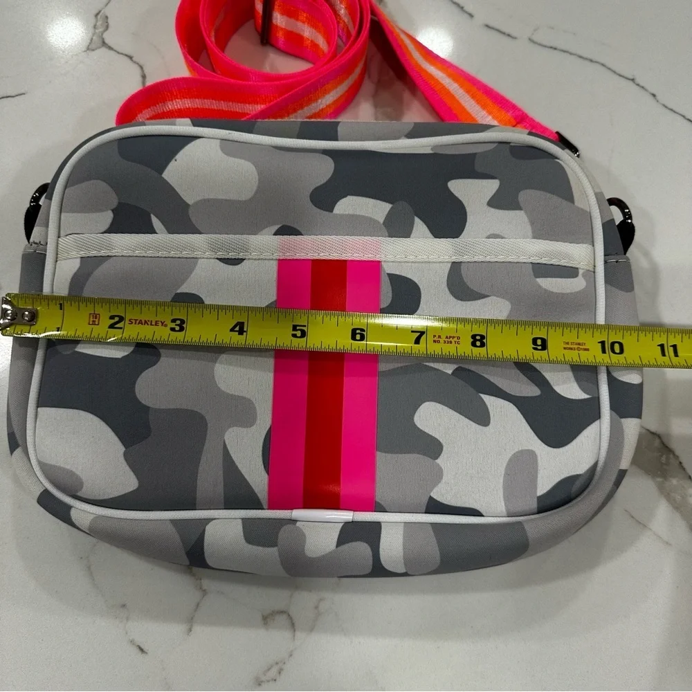Haute Shore Neoprene Camo Crossbody w/ Neon Striped Strap - Picture 5 of 6